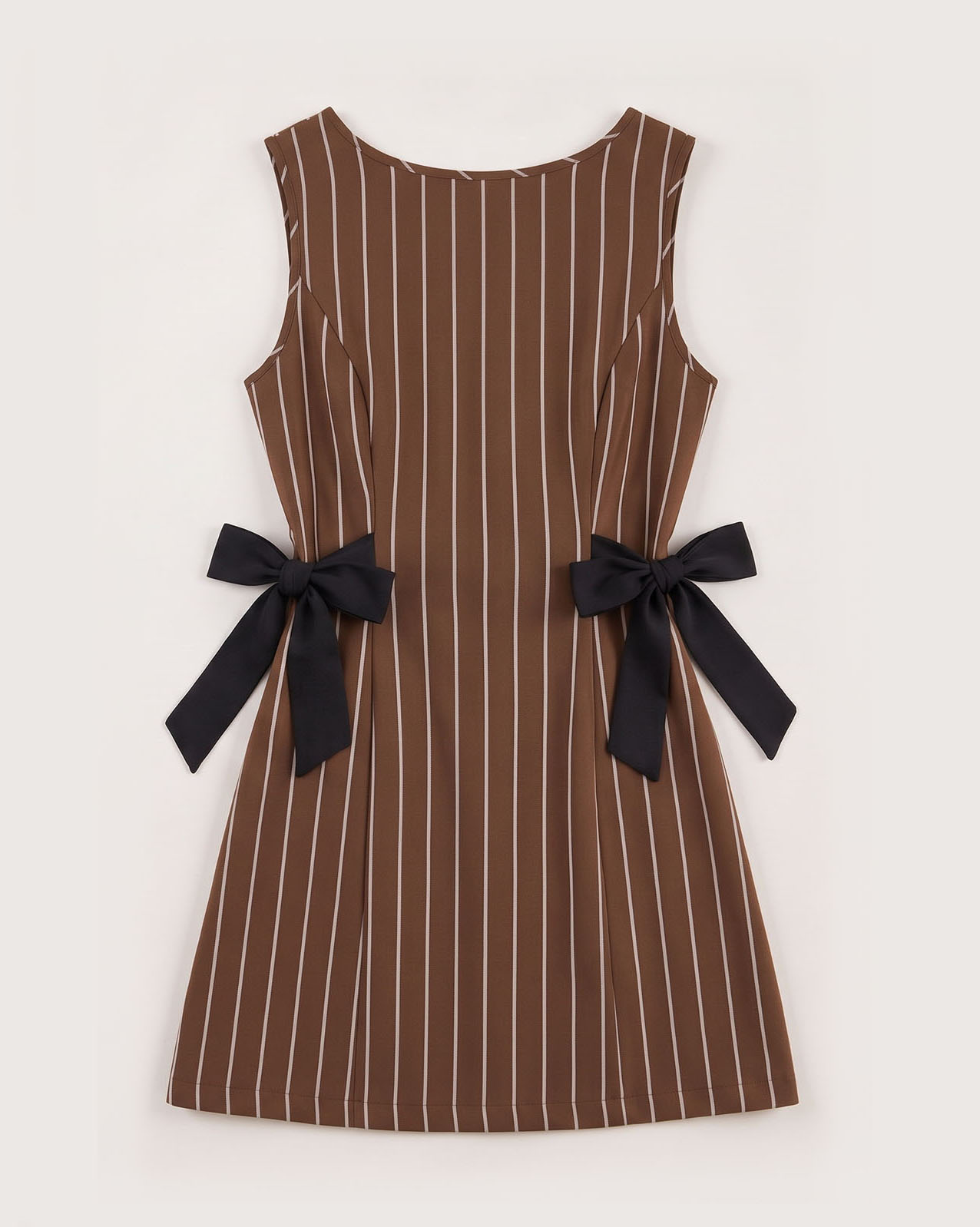 View Pinstripe Bow-Waist Mini Dress image 2