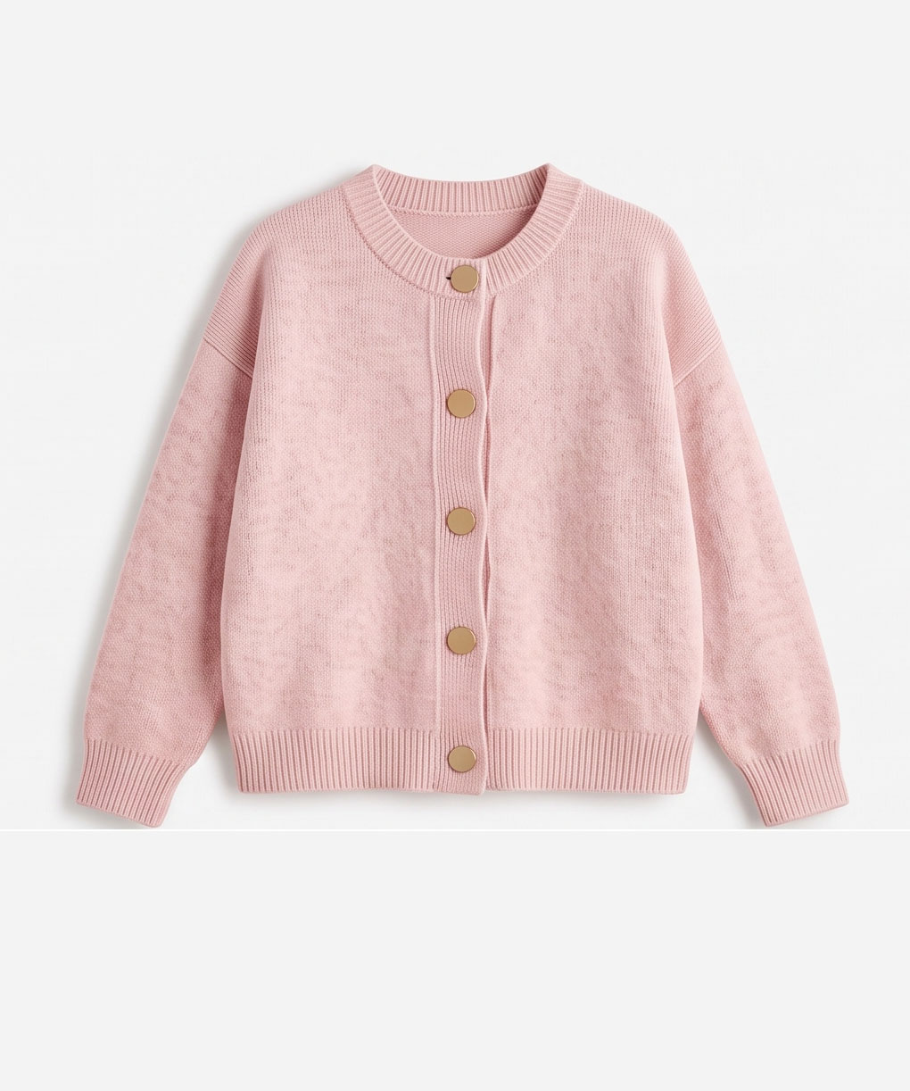 View Relaxed Button-Front Crewneck Cardigan image 3