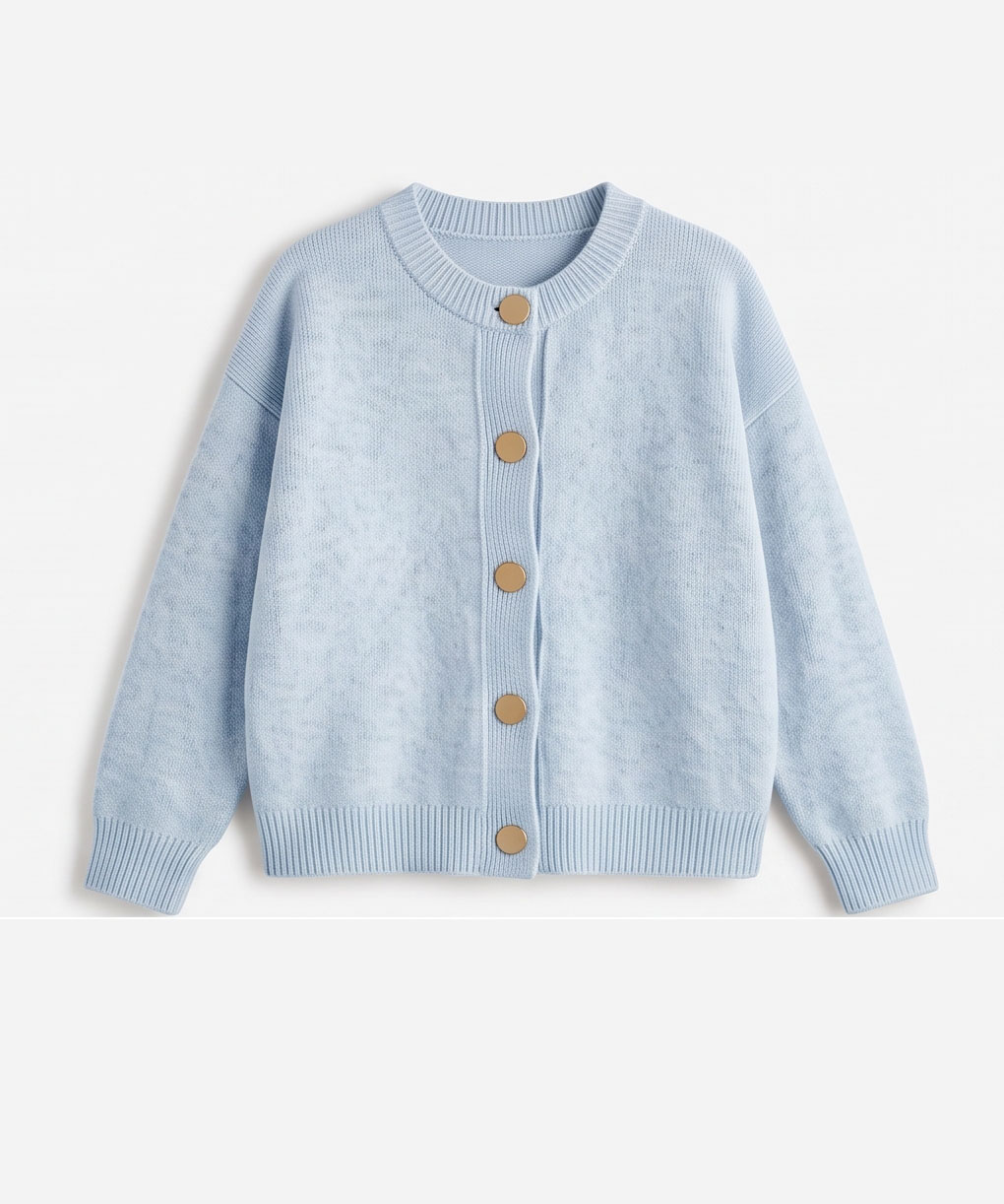 View Relaxed Button-Front Crewneck Cardigan image 4