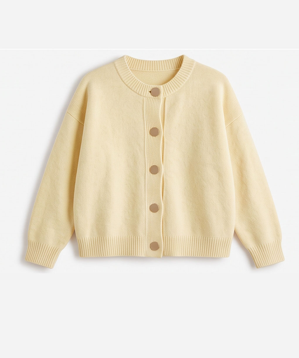 View Relaxed Button-Front Crewneck Cardigan image 5