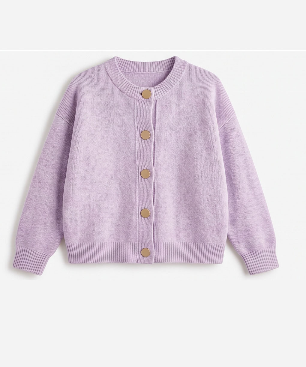 View Relaxed Button-Front Crewneck Cardigan image 6