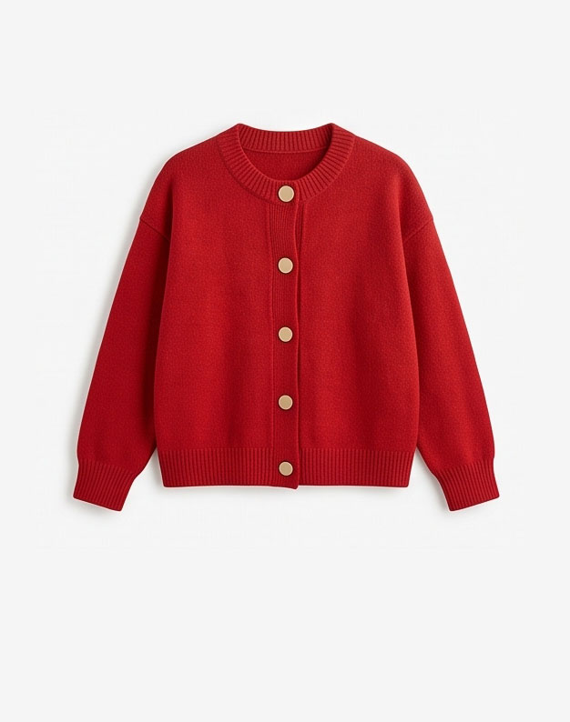 View Relaxed Button-Front Crewneck Cardigan image 7