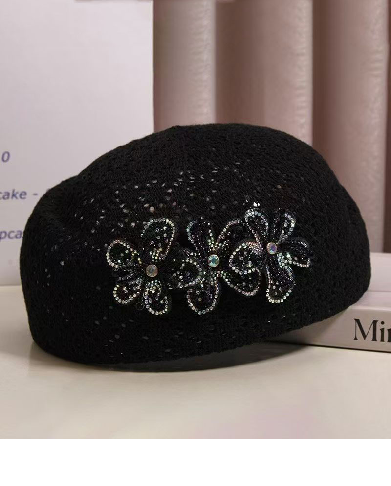 View Floral Embellished Crochet Beret image 6