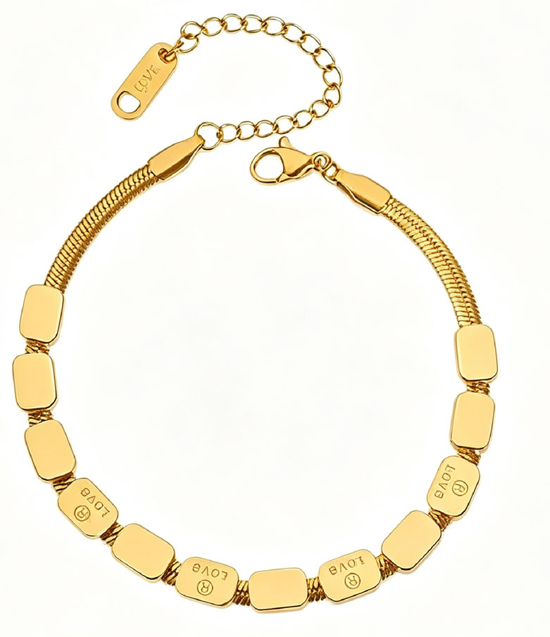 View Gold LOVE Square Stackable Bracelet image 2