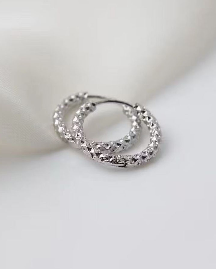 View Hammered Gold Tone Huggie Hoop Earrings image 2