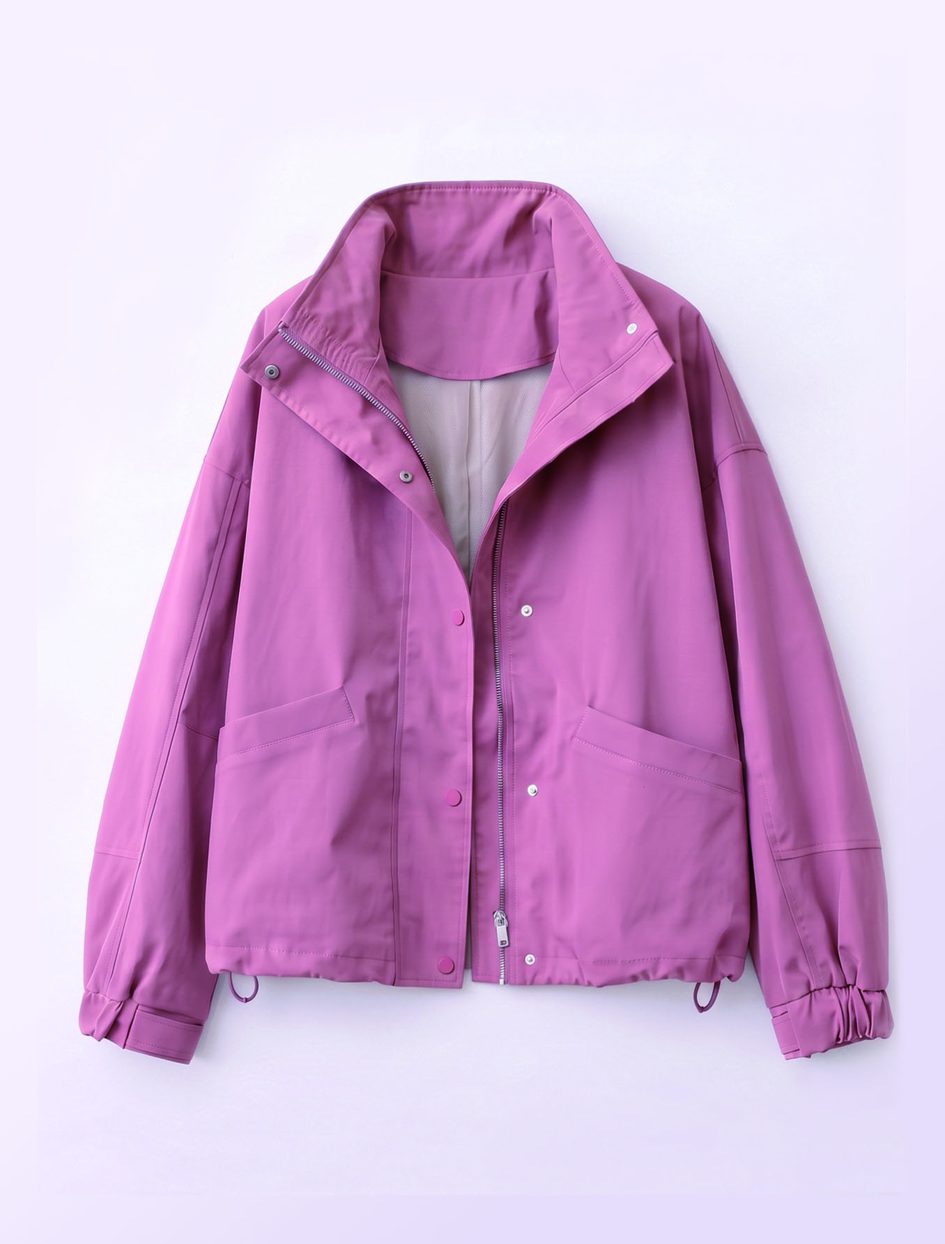 View Stand-Collar Drawstring Windbreaker image 2