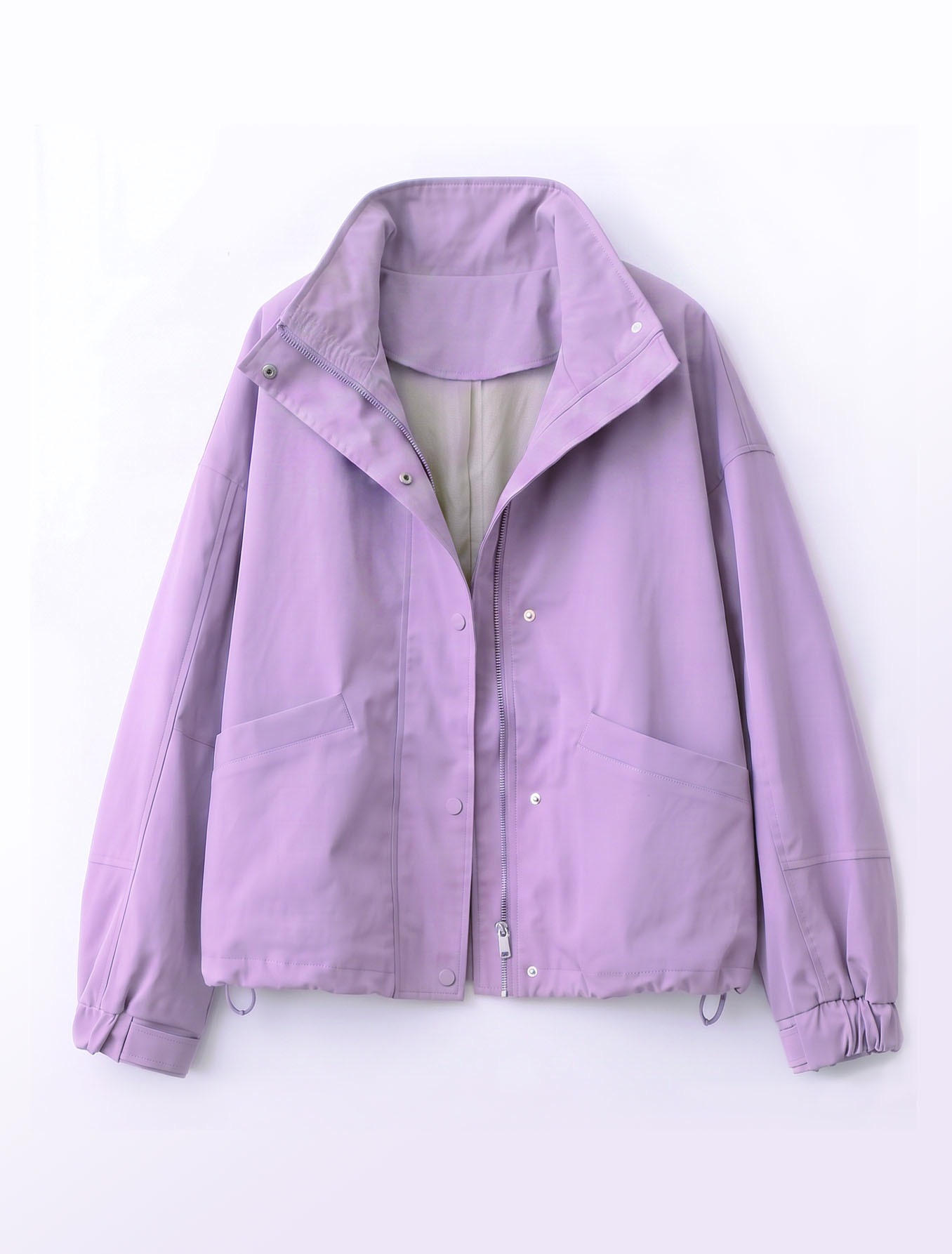 View Stand-Collar Drawstring Windbreaker image 3
