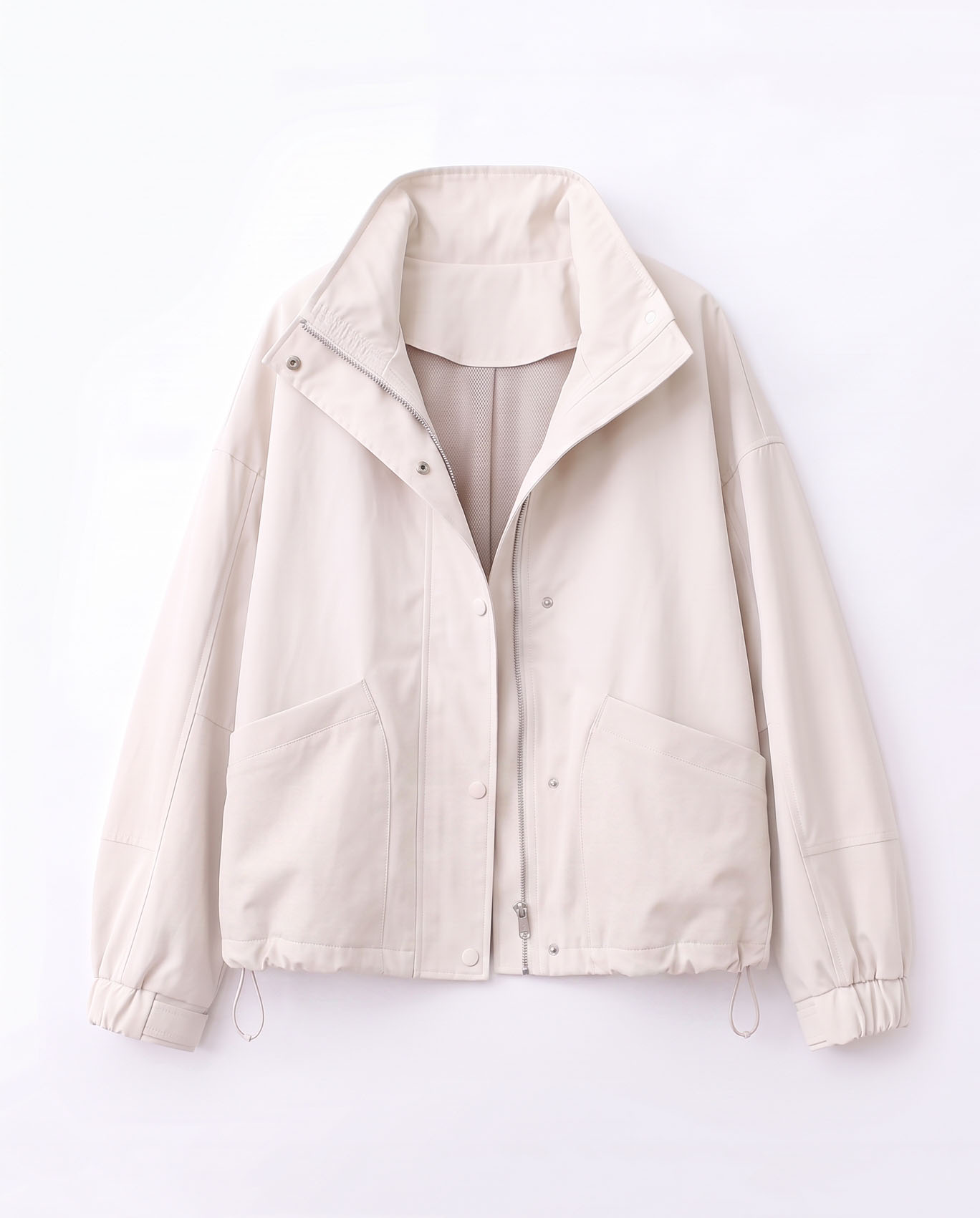 View Stand-Collar Drawstring Windbreaker image 6