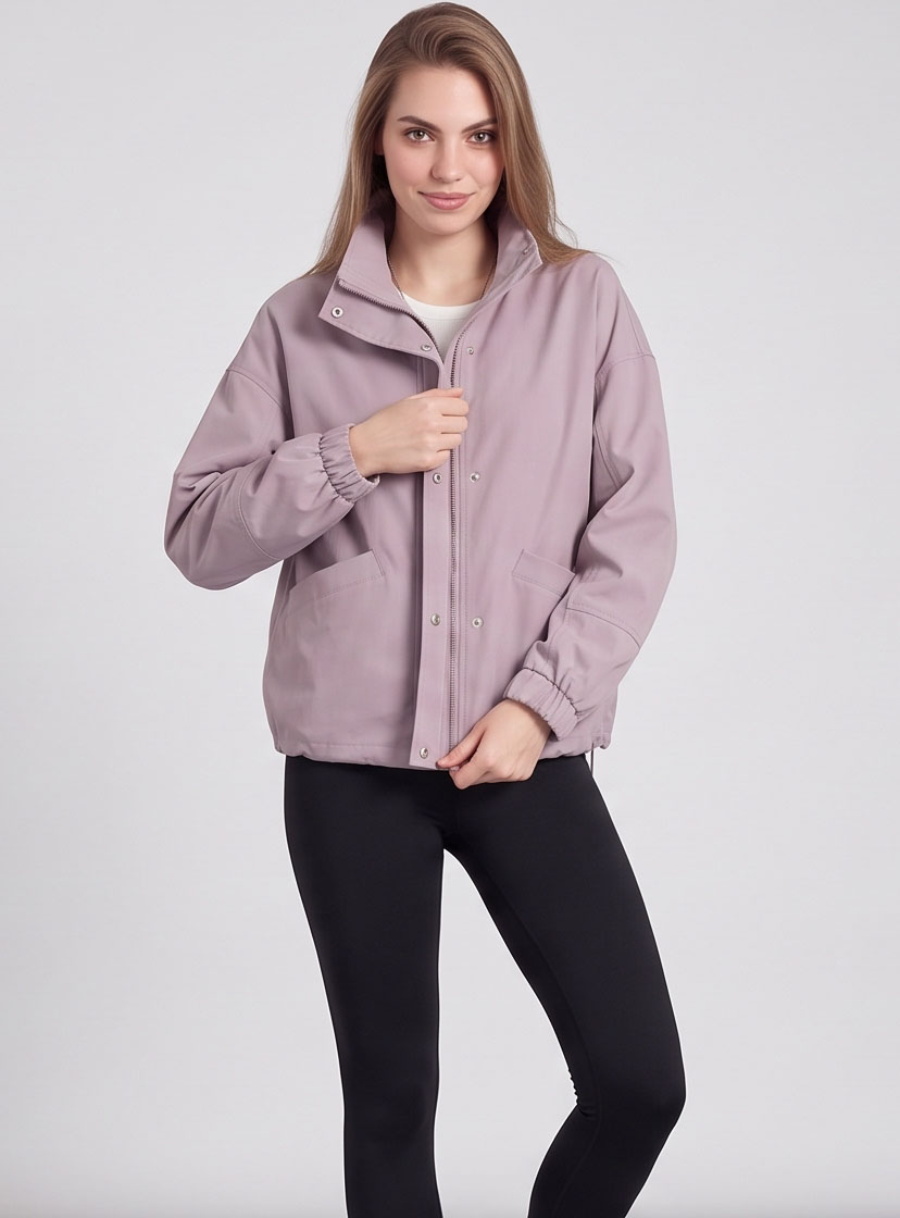 View Stand-Collar Drawstring Windbreaker image 1