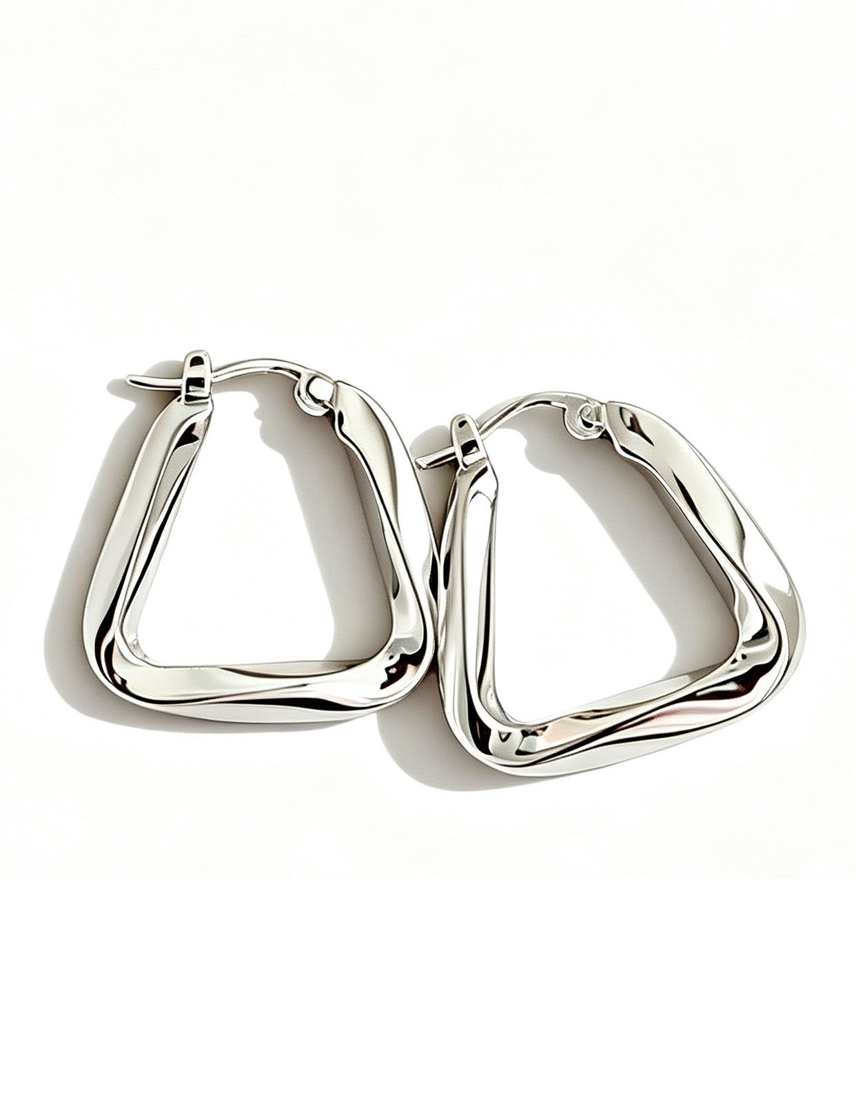 View Minimalist Twisted Triangle Hoops image 2