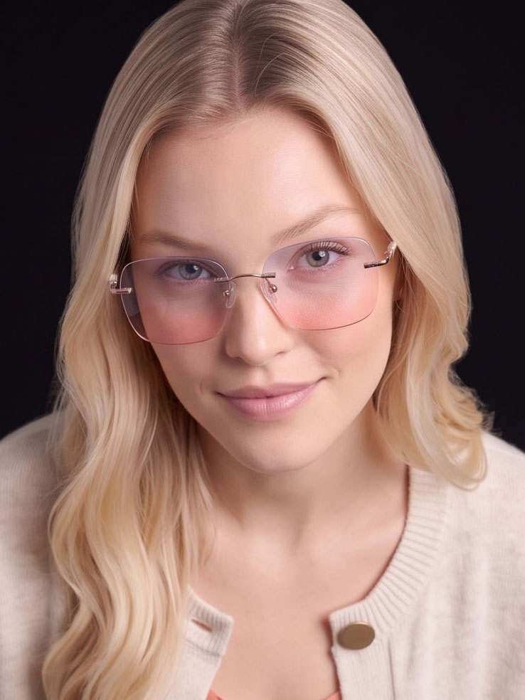 View Rimless Blush Gradient Prescription Eyeglasses image 3