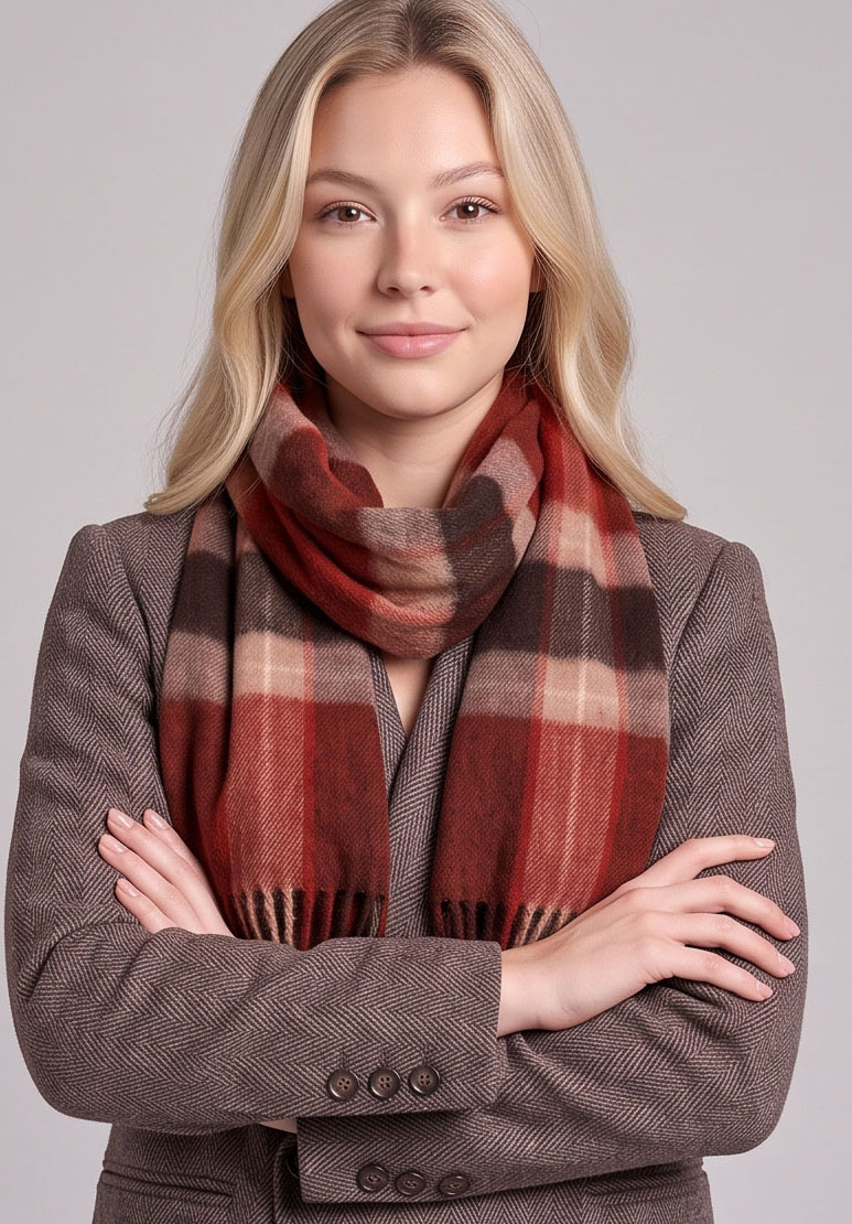 View Soft Wool Plaid Scarf | Women Fringed Tartan Winter Wrap Shawl image 8