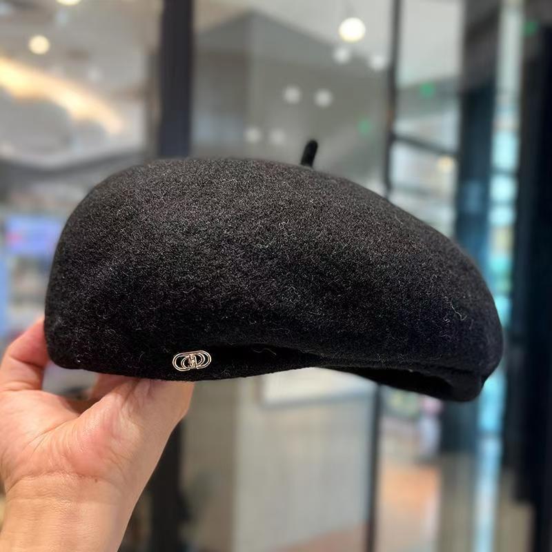 View Vintage Wool Beret With Metal Badge image 6