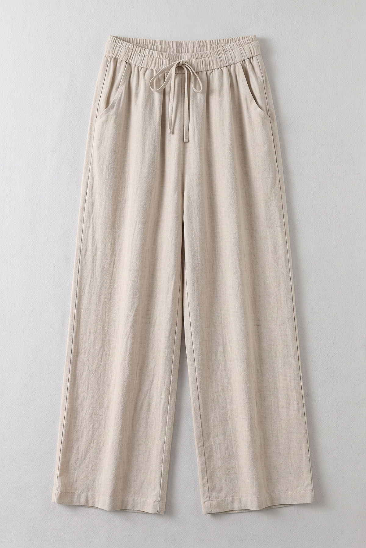 View Relaxed Drawstring Cotton-Linen Wide-Leg Pants image 2