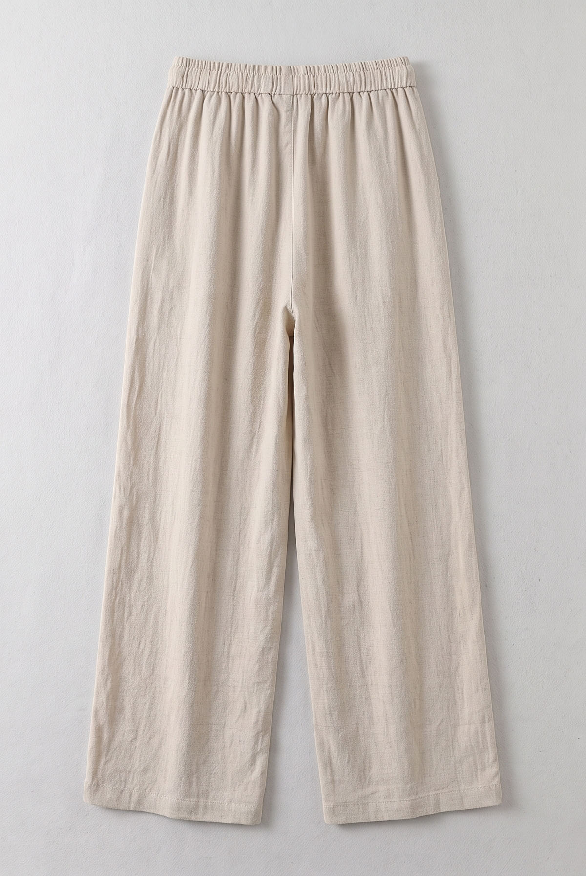 View Relaxed Drawstring Cotton-Linen Wide-Leg Pants image 3