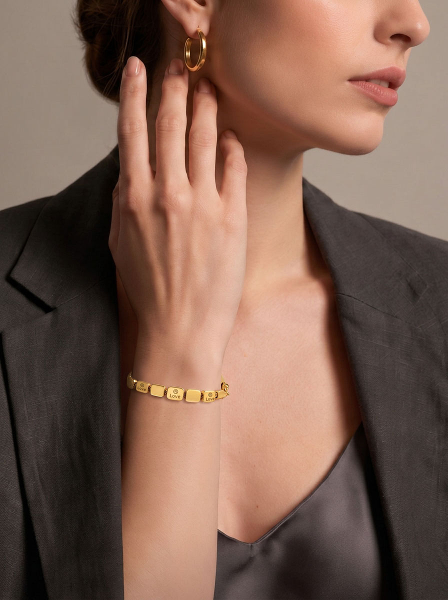 Gold LOVE Square Stackable Bracelet