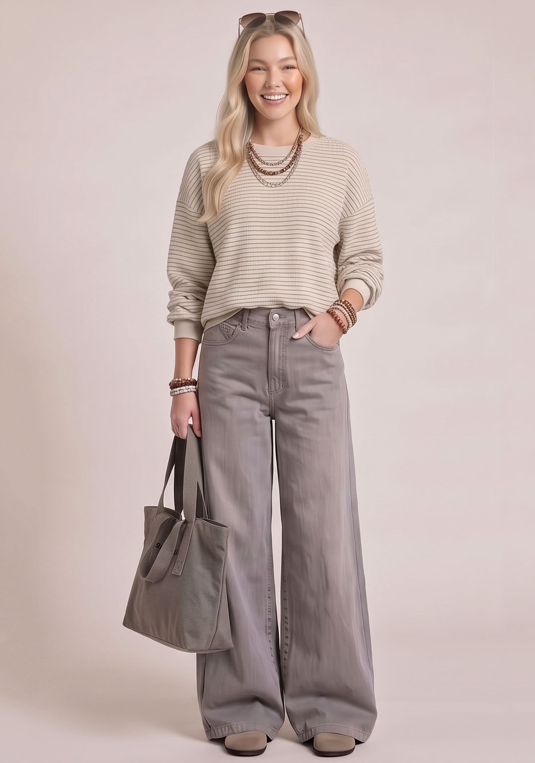 Relaxed Striped Crewneck Sweater