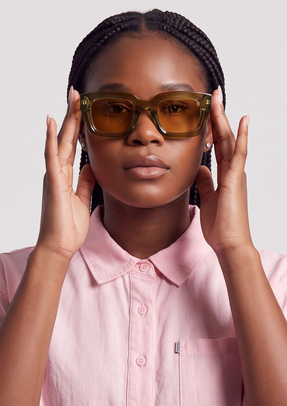 Retro Chunky Frame Tinted Lens Fashion Sunglasses