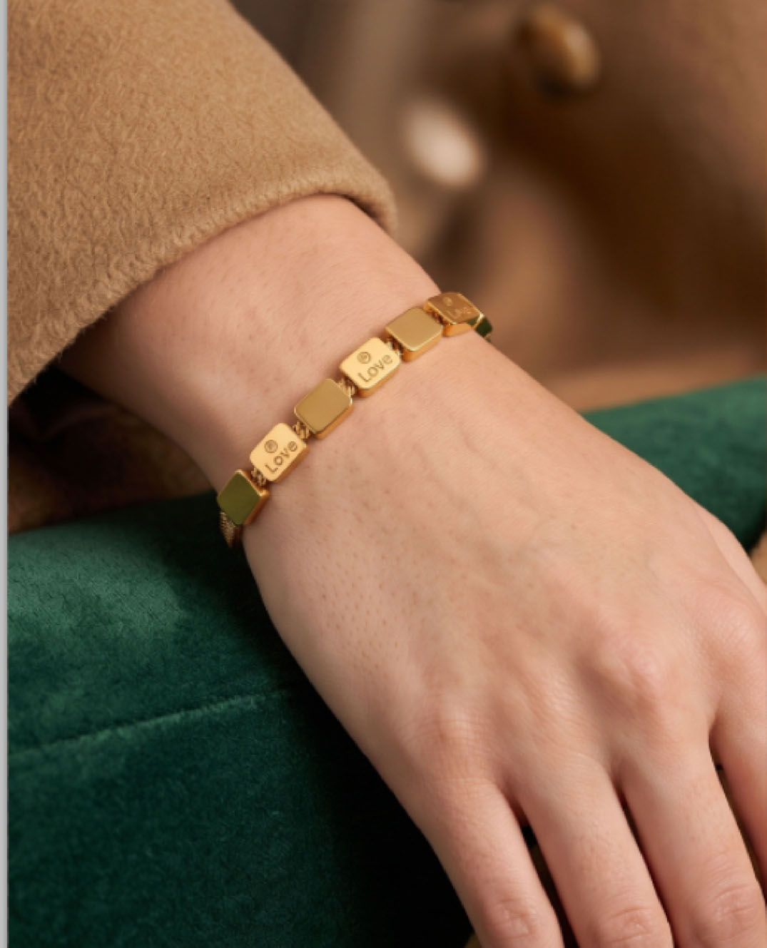 Gold LOVE Square Stackable Bracelet