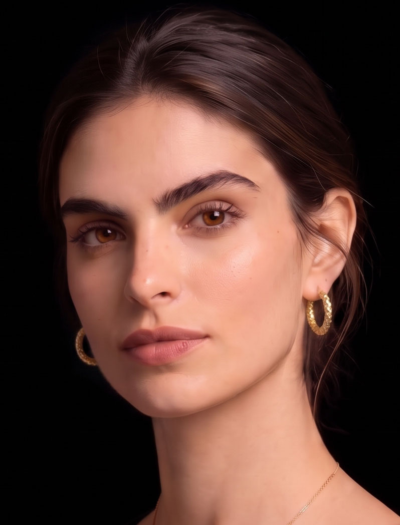 Hammered Gold Tone Huggie Hoop Earrings