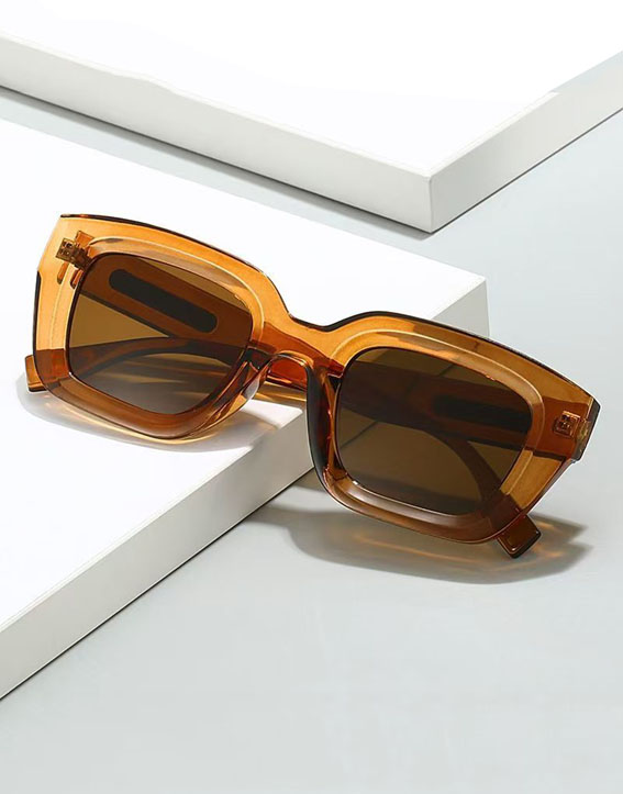 Retro Chunky Frame Tinted Lens Fashion Sunglasses