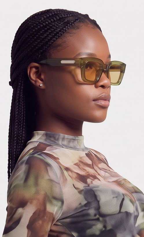 Retro Chunky Frame Tinted Lens Fashion Sunglasses