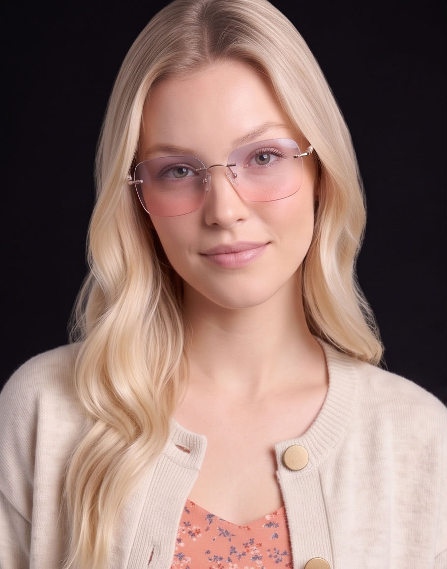 Rimless Blush Gradient Prescription Eyeglasses