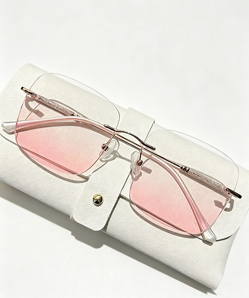 Rimless Blush Gradient Prescription Eyeglasses