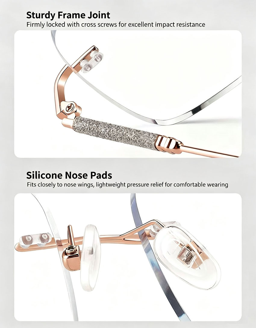 Rimless Blush Gradient Prescription Eyeglasses