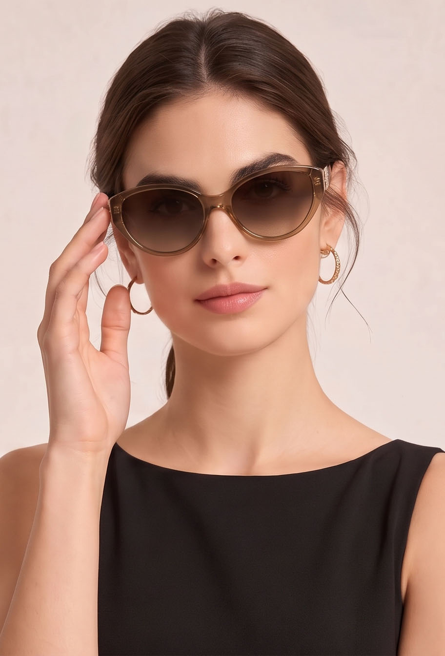 Elegant Vintage Oval Cat‑Eye Gradient Lens Sunglasses