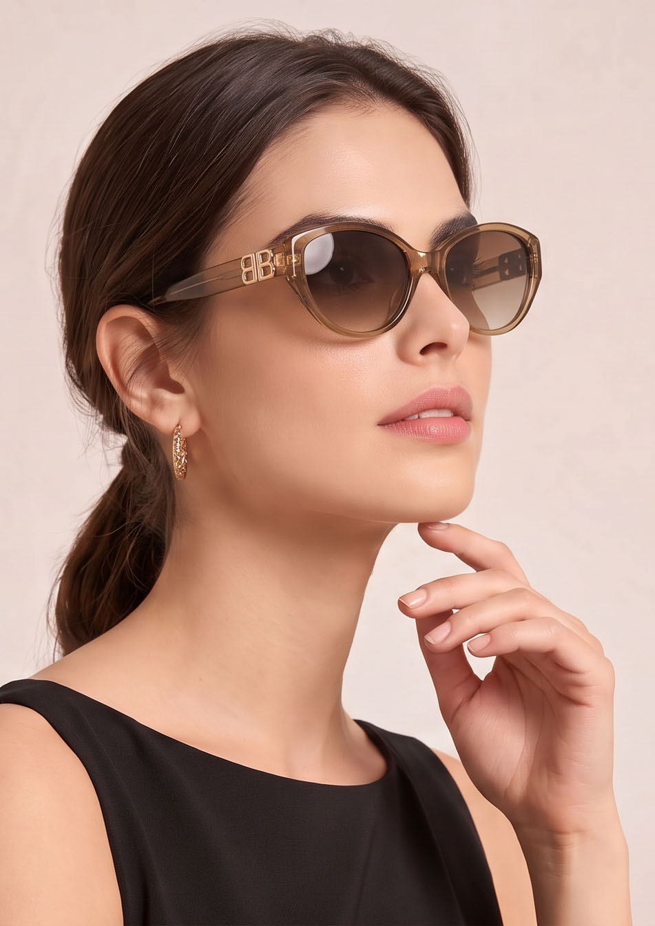 Elegant Vintage Oval Cat‑Eye Gradient Lens Sunglasses