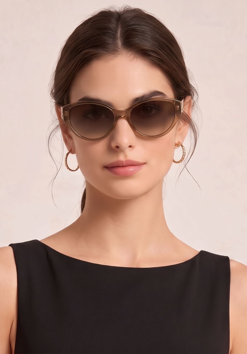 Elegant Vintage Oval Cat‑Eye Gradient Lens Sunglasses