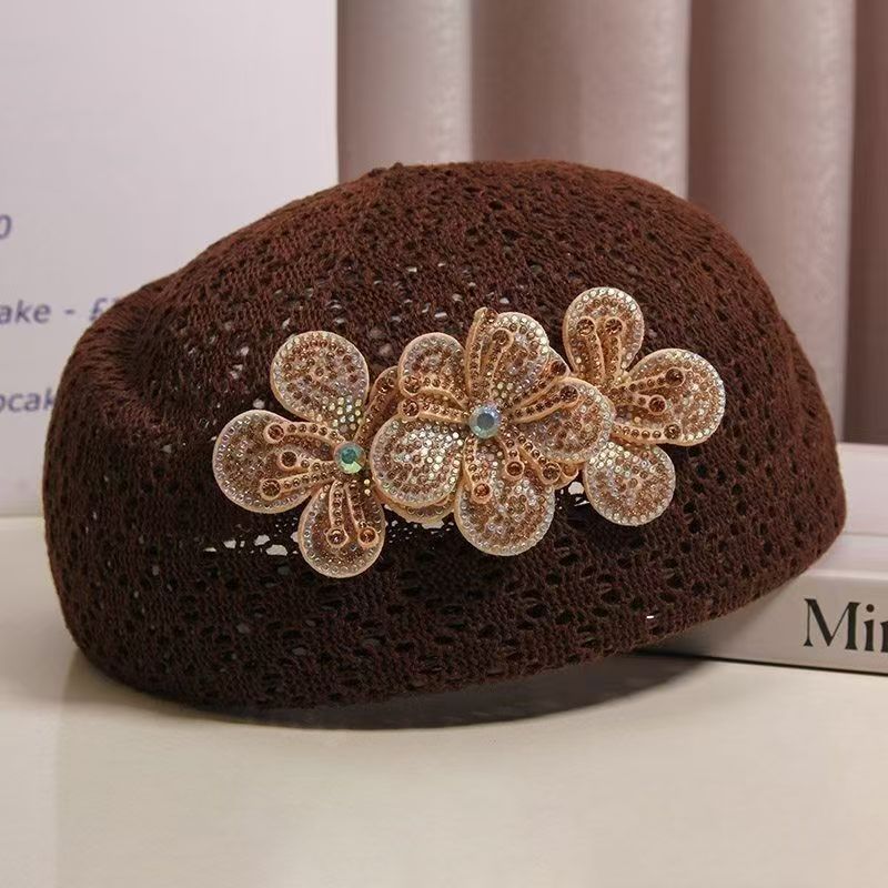 Floral Embellished Crochet Beret