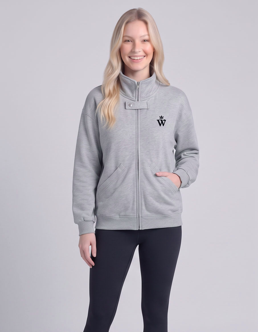 CK8002-Relaxed Full-Zip Sweatshirt Jacket