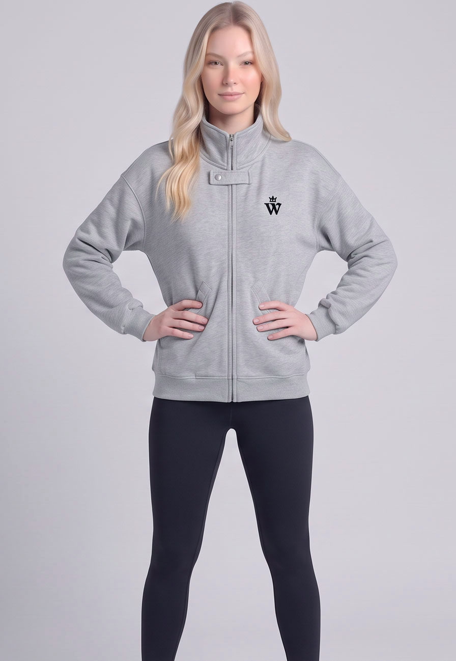 CK8002-Relaxed Full-Zip Sweatshirt Jacket