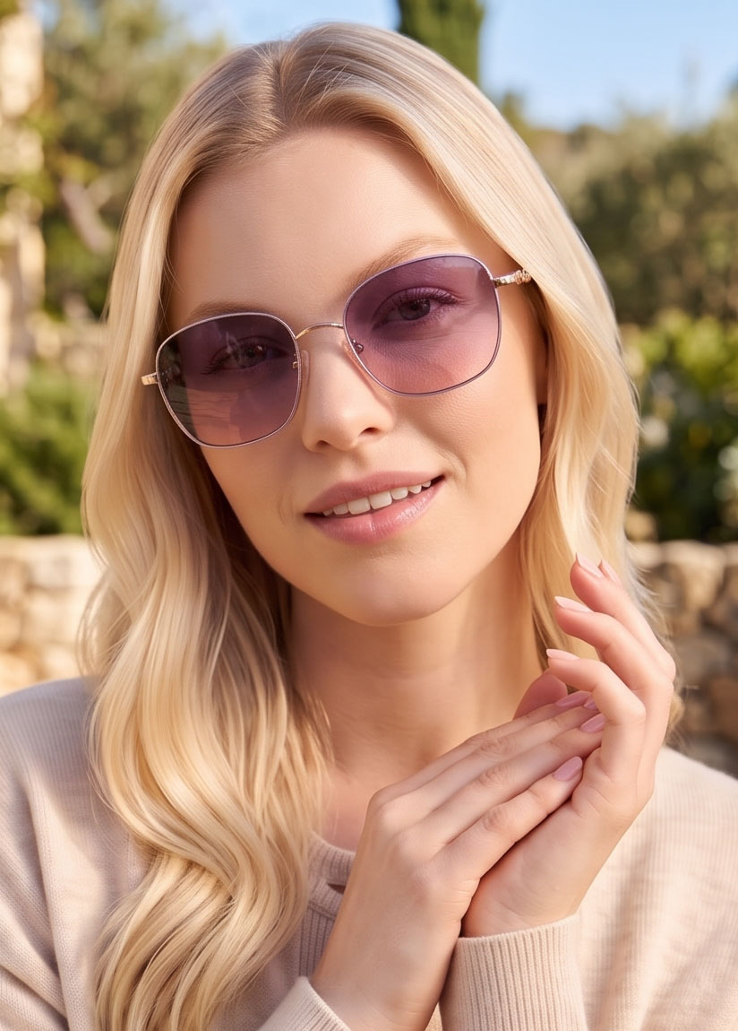 Purple‑Pink Gradient Chain Sunglasses