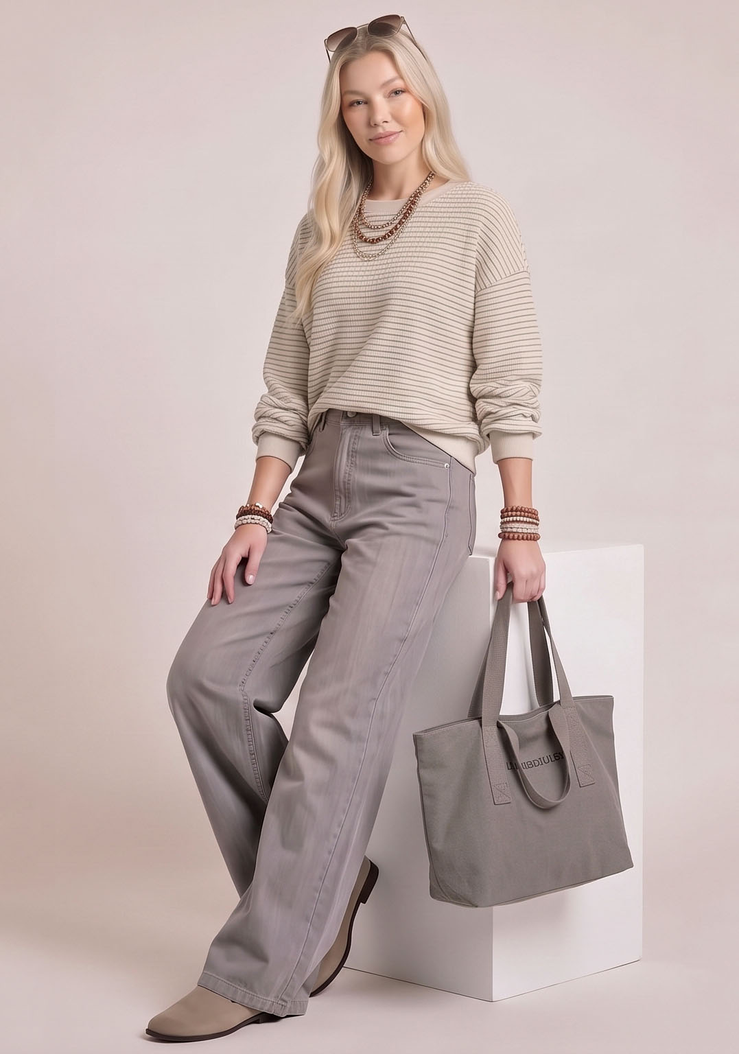 Relaxed Striped Crewneck Sweater