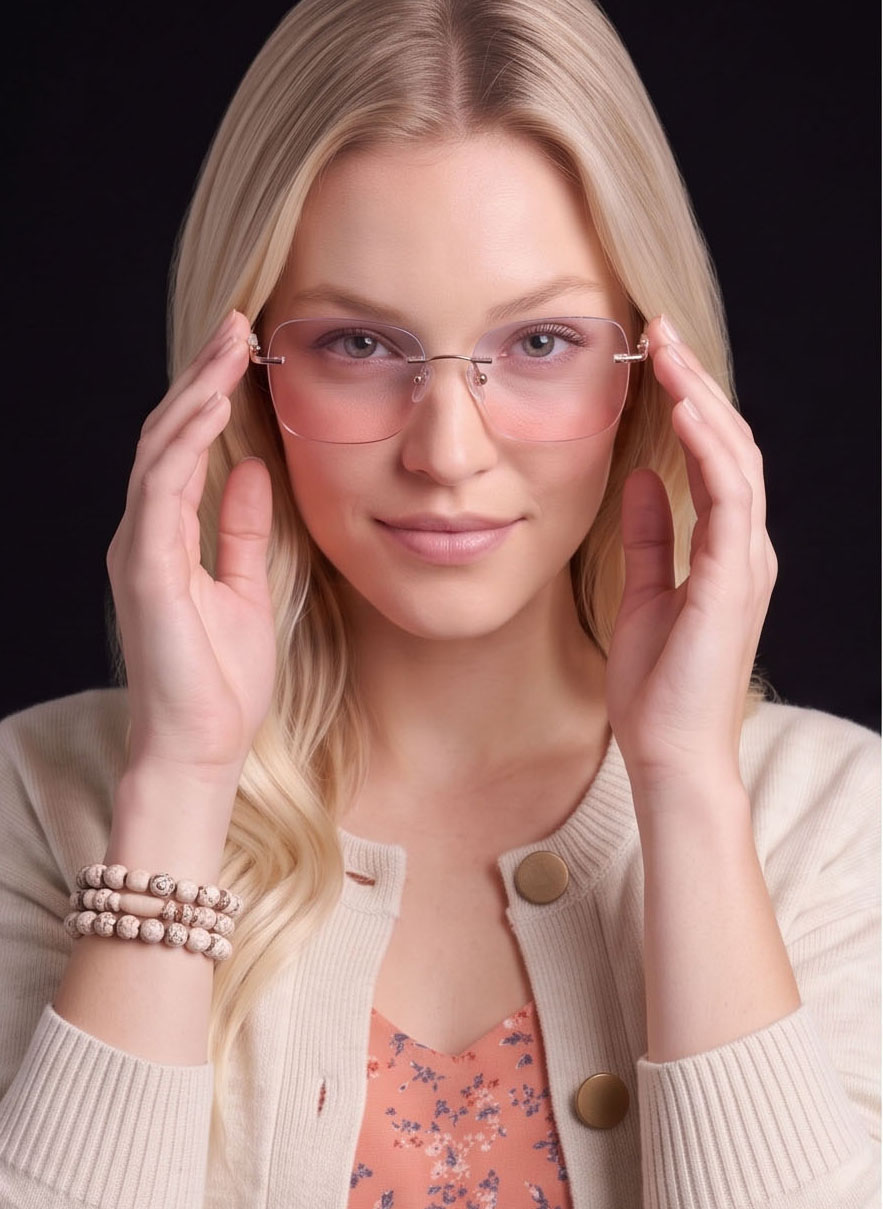 Rimless Blush Gradient Prescription Eyeglasses